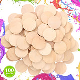 100 Pcs Natural Wood Slices Unfinished Round Wood Coins 0.2 Inch Thick Wooden Tokens Wood Circle Wooden Discs Wood Cutout Circles Chips Blank Tokens for DIY Arts Crafts Projects Ornaments (1.5 Inch)