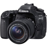 Canon EOS 80D DSLR Camera with 18-55mm Lens (1263C005) + 64GB Memory Card + Case + Corel Photo Software + LPE6 Battery + External Charger + Card Reader + HDMI Cable + Cleaning Set + More (Renewed)