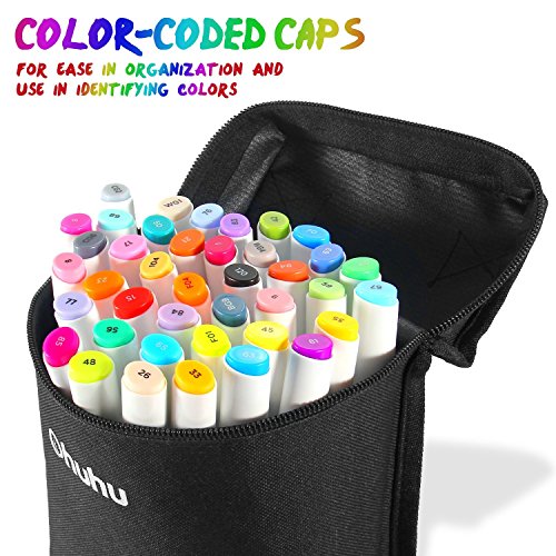 Generic Ohuhu 80 Colors Dual Tips Permanent Marker Pens Art Markers  Highlighters with Carrying Case for Drawing Sketching Adult Coloring  Highlighting and Underlining - Ohuhu 80 Colors Dual Tips Permanent Marker  Pens