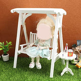 Goodliest Mini Swing 1:12 Scale Miniature Dollhouse Swing Chair 1/12 Scale Wooden Dollhouse Furniture Dollhouse Hammock Doll Park Decorations for 1/12 Doll House White