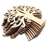 RayLineDo 10pcs Tree Shaped Hollow Design Wooden Embellishments 120MM for Crafting and Decoration