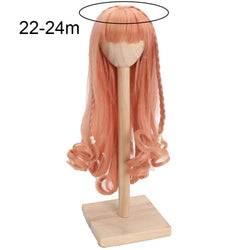 3/6inch Lovely Natural Long Curly Braided Wig for BJD SD Doll Hairpiece Decor - Orange Pink 3"