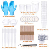 Silicone Measuring Cups for Resin, Anezus 140Pcs Silicone Mixing Cups Resin Tools Set with Disposable Measuring Cups Mixing Sticks Dropper Tweezers Gloves for Resin, Epoxy