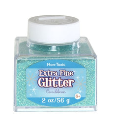 Sulyn Extra Fine Caribbean Glitter Stacker Jar, 2 Ounces, Non-Toxic, Stackable and Reusable Jar, Blue Green Glitter, SUL51827