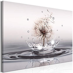 artgeist Canvas Wall Art Print Dandelion 90x60 cm / 35"x24" 1 pcs Home Decor Framed Stretched Picture Photo Painting Artwork Image Flowers Waterdop Abstract Nature Water b-C-0733-b-a