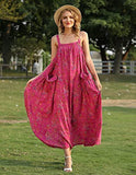 YESNO Maxi Dress for Women with Pockets Bohemian Summer Dresses with Wide Adjustable Buttoned Strap L E96 CR26
