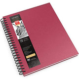 Arteza Hardcover Sketchbook, 9 x 12 Inches, 100 Sheets — 200 Pages, Pink Cover, Spiral-Bound 68-lb Drawing Pad, Art Supplies for Drawing with Dry Media, Sketching, and Journaling