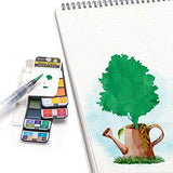 Watercolor Paint Set,Foldable Travel Portable Mini Watercolor Paint Set with Water Brush for Artist,Kids & Adults Field Sketch Outdoor Painting 42 Colors