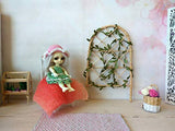 Miniature Flower Arch. Decorative Dollhouse Wicker Rattan Stand Natural Colour.