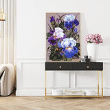 5D Diamond Painting Kits for Adults Rhinestone Purple Flowers Diamond Painting by Number Kits Iris Bee Design Full Round Drill DIY Painting Arts Craft Home Wall Decoration 12x16 inch