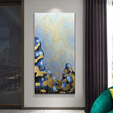 Yotree Paintings, 24x48 Inch Paintings Golden Flower Leaf Pulsation Oil Hand Painting 3D Hand-Painted On Canvas Abstract Artwork Art Wood Inside Framed Hanging Wall Decoration Abstract Painting