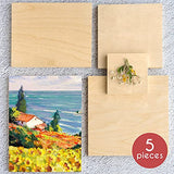 Wood Canvas Panels Set of 5 - Multisize - 5x5, 8x8, 8x10, 9x12, 10x10 Inch - Pin & Betuna Wooden Canvases - All Types of Paint, Burning, String Art, Mixed-Media, Pouring, Wood Arts and Crafts
