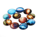 JJG 20pcs 25mm Mixed Galaxy Stars Glass Round Cabochons Flatback Dome Cameo for Jewelry Making