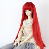 Miss U Hair Long Straight Hair 9-10 Inch 1/3 BJD MSD DOD Pullip Dollfie Doll Wig Not for Human (Red)