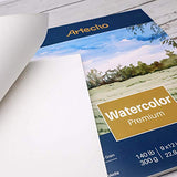 Artecho Watercolor Paper Pad, 12 Sheets (140lb/300gsm), Fold Over, Acid Free, Medium Grain, Cold Pressed Paper, Painting & Drawing Sketchbook, Perfect for Wet, Dry & Mixed Media