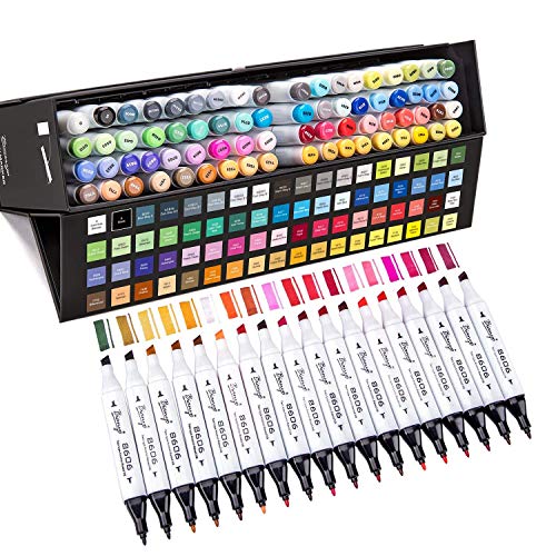 Bianyo 72 Colors Dual Tip Pastel Markers Set With Travel Canvas