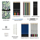 Liwoowe Sketching Pencil Set with Canvas Wrap,Sketch Kit Drawing Pencils for Sketching,Colored Graphite Charcoal Watercolor Metallic Pencils for Artists Adults Teens,62pcs