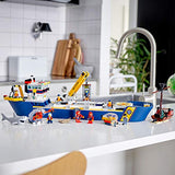 LEGO City Ocean Exploration Ship 60266, Toy Exploration Vessel, Mini Helicopter, Submarine, Shipwreck with Treasure, Lifeboat, Stingray, Shark, Plus 8 Minifigures (745 Pieces)