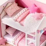 Camidy Milliard Dollhouse DIY Handmade Miniature Pink Girl Wooden Loft Doll House Model Kits Toy Gift for Kids