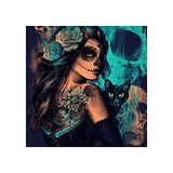 AMEMNY DIY 5D Halloween Diamond Painting Kits for Adult Painting by Number Kit Round Drill Embroidery Cross Stitch Skull Girl Diamond Painting Set for Home Wall Decor (12"x16"inch)