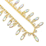 De.De. 1 Yard AB Resin Crystal Applique Rhinestone Bridal Trim Fashion Chain Fringe Embellishment