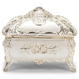 Haelo White Pearlescent Oblong Crystals Metal Jewelry Music Box Plays Unchained Melody