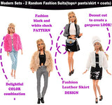 29 PCS Modern Style Doll Clothes and Accessories - 2 Set Suits 2 Dresses 2 Outfits Tops and Pants 2 Glasses 10 Shoes 11 Handbags for 11.5 Inch Dolls