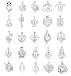 Yaoding 10pcs Mix Jewelry Making Supplies Silver Plated Bead Cage Pendant - Add Your Own Pearls,