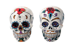 Pacific Giftware Day Of The Dead Skulls Salt Pepper Shakers Figurine Home Decor, multi-colored, 5 x