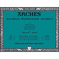 Arches Watercolor Paper Block, Cold Press, 12" x 16", 300 pound (1795067)