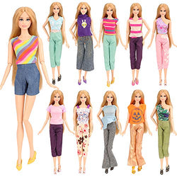 BARWA 5 Sets Handmade Blouse with Trousers Pants for 11.5 Inch Girl Doll Xmas Gift