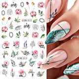 3D Flower Nail Stickers for Nail Art Water Transfer Floral Nail Decals Lavender Rose Camellia Nail Art Stickers Spring Summer Nail Designs Flower Stickers for Nails Women Nail Supplies,3 Big Sheets