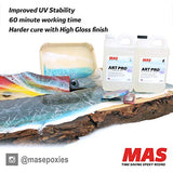 MAS Art Pro Epoxy Resin & Hardener | Two Part Art Resin Features UV Inhibition, Longer Working Time, Special Formulation for Resin Art | Professional Grade Crystal Clear Epoxy Resin (2 Quart)
