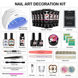 Morovan Poly Gel Nail Kit Builder Gel for Nails with 48W LED Nail Lamp Nail Extension Gel 8 Pcs 0.5oz with Slip Solution Nail Prep Dehydrator and Nail Primer Poly Nail Gel Kit Nail Art Supplies