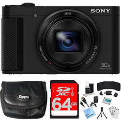 Sony Cyber-Shot HX80 Compact Digital Camera with 30x Optical Zoom Black Bundle with 64GB Memory Card, Point and Shoot Case, HDMI Cable and Accessories (8 Items)