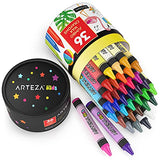 Arteza Kids Jumbo Crayons, Set of 36 Colors and Arteza Kids Watercolor Pencils, 100 Colors, Art and School Supplies for Painting, Drawing, and Doodling