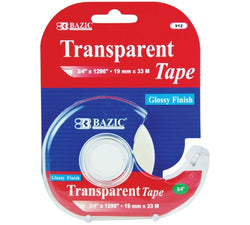 BAZIC 3/4" X 1296" Transparent Tape w/ Dispenser (Case of 24)