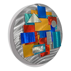 Statements2000 Vivacious Blue, Red, Yellow & Silver Multi-Colored Contemporary Abstract Metal Art Wall Accent - Prismatic Home Decor, Modern Metallic Wall Sculpture - Constant Variation by Jon Allen