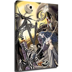 Halloween Movie The Nightmare Before Christmas Art Wall Art Painting Pictures 3D Oil Painting on Canvas Hand Painted Abstract Wall Art 24"x36"