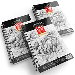 ARTEZA 5.5X8.5” Sketch Book, Pack of 3, 300 Sheets (68 lb/100gsm), Spiral Bound Artist Sketch
