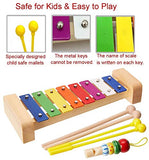Xylophone for Kids: Glockenspiel Toy Best Birthday/Holiday Gift Idea - With(Four) Child-Safe Mallets 2 Wood 2 Plastic, 3 Music Card & Whistle Included