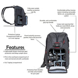 Deco Gear DSLR Camera Backpack, Customizable Compartments for Cameras, Lenses, Accessories & Laptop, Weather Protective, Perfect for Canon Nikon & Sony Photographers (Can Also Turn Into Sling Bag)