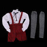 Homyl Enchanted White Blouse Plaid Suspender Pants Set Outfit Clothing for 1/3 60cm Night Lolita BJD SD Doll