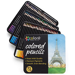 Colore Colored Pencils - 72 Premium Pre-Sharpened Color Pencil Set For Drawing Coloring Pages -