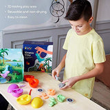 Kinetic Modeling Clay for Kids - Non Hardening, Reusable, Easy to Clean - Dinosaur Toys Gift Set for 2 3 4 5 6 Year Old Boys and Girls - 6 Tubes of Non Drying Soft Molding Clay and 3 Dino Eggs Molds