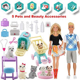 EuTengHao 12'' Boy Girl Doll Clothes and Pet Care Accessories Set Includes Handmade Wear Clothes Shirt Jeans Shoes Dresses for 11.5'' Girl Boy Dolls with Trolley House Cage Backpack for Toy Pet