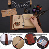 Vintage Pheasant Quill Pen Ink Set,Feather Dip Pen Set with Classic Spiral Bound Leather Notebook,Beginners Glass Dip Pen Wood Calligraphy Pen Craft Decoration Pen,Best Gift Kit for Writing,Drawing