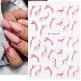 JMEOWIO 8 Sheets Marble Nail Art Stickers Decals Self-Adhesive Pegatinas Uñas French Tip Wave Line Nail Supplies Nail Art Design Decoration Accessories