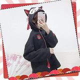 YOMORIO Girls Cute Anime Hoodie Fox Ear Cosplay Pullover Lolita Casual Sweatshirt for Halloween (Black)