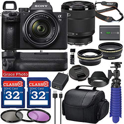 Sony Alpha a7 III Mirrorless Digital Camera with 28-70mm Lens (ILCE7M3K/B) Bundle with Battery Grip & Accessory Package Including 64GB Memory, Spider Vlog Tripod & More (21 Pieces)